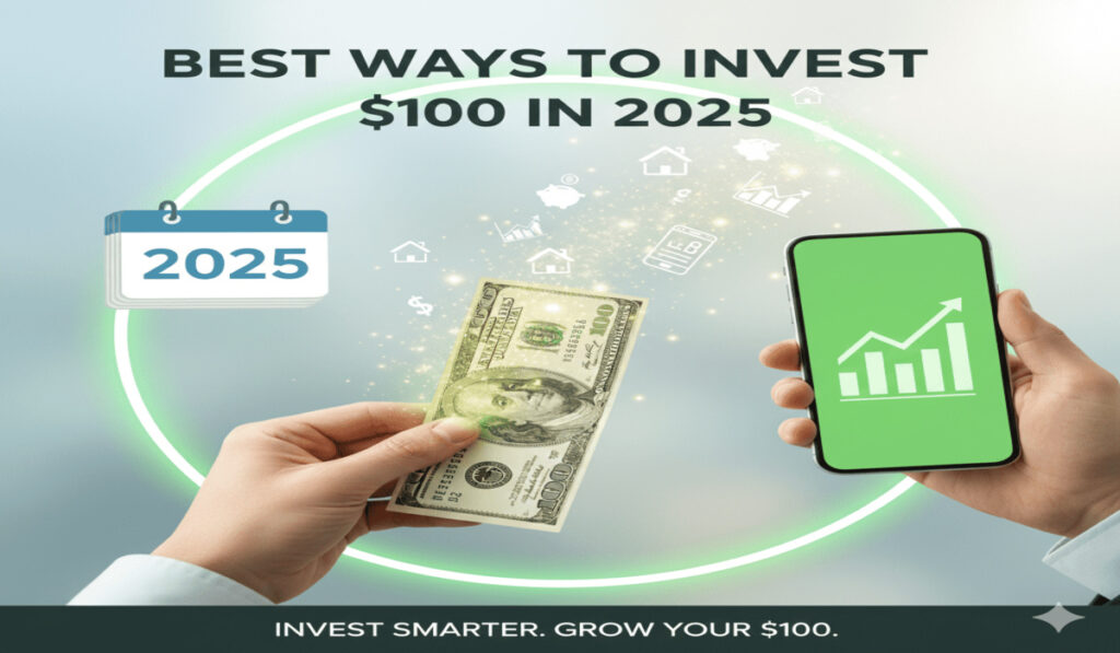 Simple illustration of a single $100 bill transforming into a growing stack of money, symbolizing compounding and wealth growth