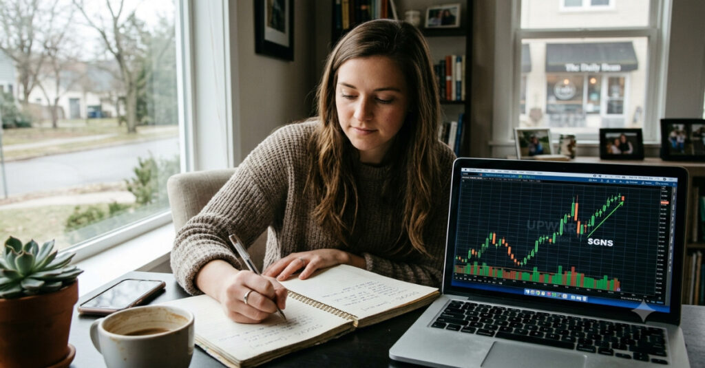 Investor reviewing cheap stock picks under $10 on laptop — best growth stocks 2026